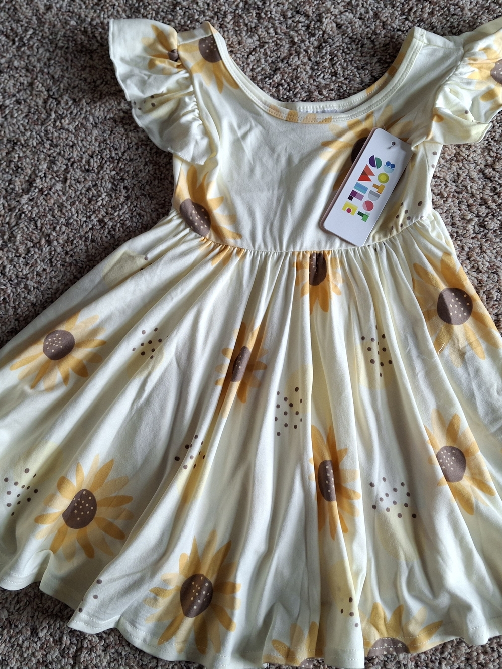 Sunflower-Print Yellow Kids Dress by Zutano